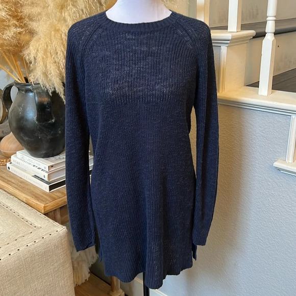 Eileen Fisher Slub Tunic Knit Sweater  Linen Blend Size Medium - Picture 2 of 9